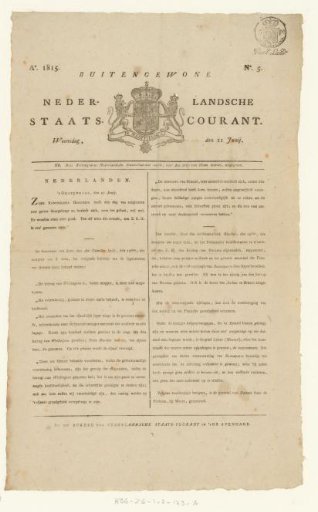 Extraordinary Dutch State Gazette, 21 June 1815
