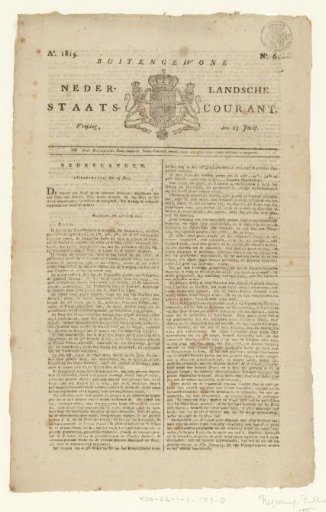 Extraordinary Dutch State Gazette, 23 June 1815