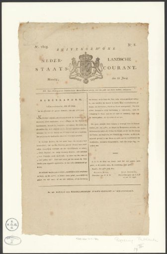 Extraordinary Dutch State Gazette, 26 June 1815