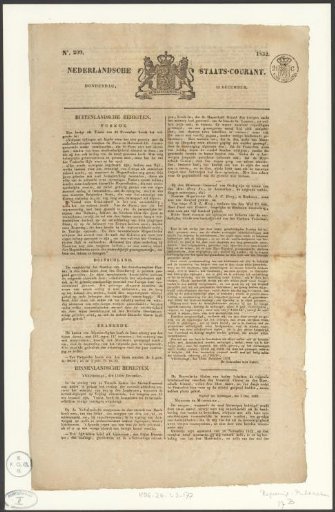 Dutch State Gazette, 13 December 1832