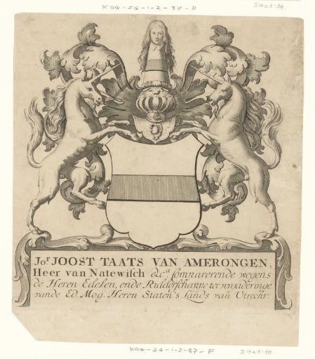 Family coat of arms of Jhr. Joost Taats van Amerongen, Lord of Natewisch