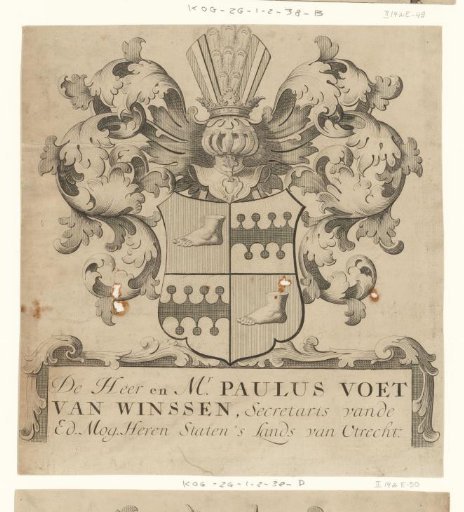 Coat of Arms of Mr. Paulus Voet van Winssen