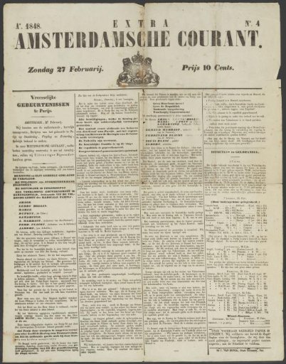 Extra Amsterdam Newspaper, 27 February 1848