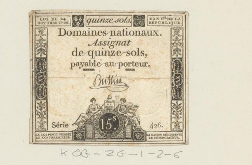 Assignat for fifteen sous