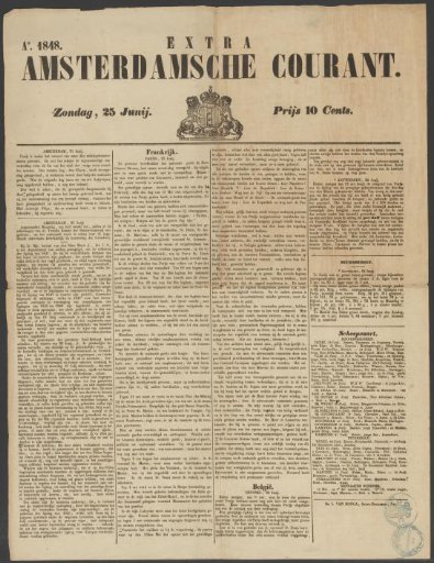 Extra Amsterdam Newspaper, 25 June 1848