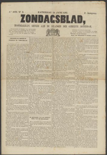Sunday Newspaper, 14 January 1871