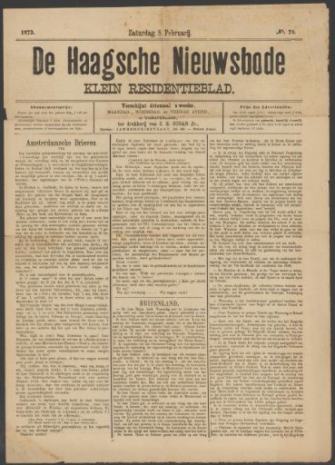 The Hague Newsman, 8 February 1873