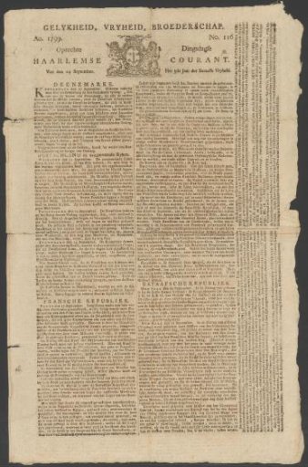 The Honest Haarlem Newspaper, 24 September 1799