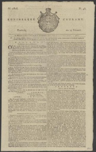 Royal Newspaper, 25 February 1808