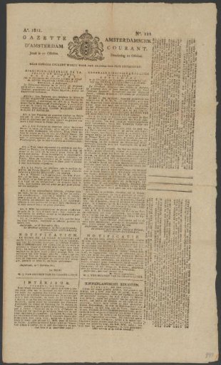 Gazette d'Amsterdam / Amsterdam Newspaper, 10 October 1811