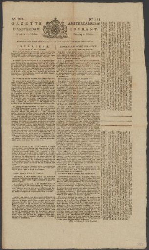 Gazette d'Amsterdam / Amsterdam Newspaper, 12 October 1811