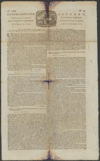 Dutch Newspaper, 12 July 1784