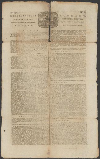 Dutch Newspaper, 16 July 1784
