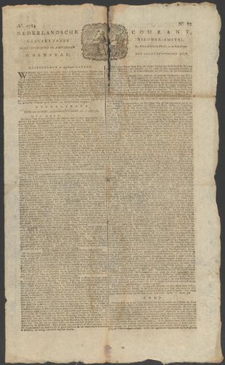 Dutch Newspaper, 21 July 1784