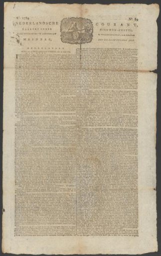Dutch Newspaper, 26 July 1784