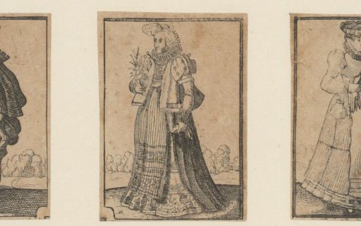 Standing woman with flowers and a glove