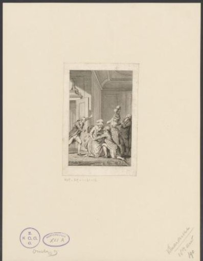 Kneeling man before a sorrowful lady