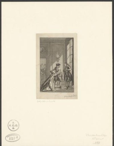 Woman Kneeling in Supplication Before a Man