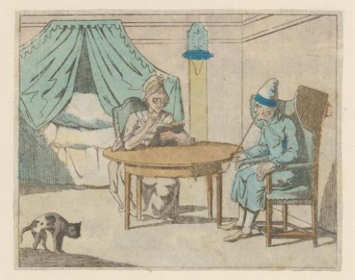 Two elderly people before going to bed