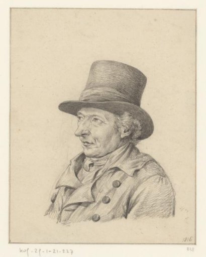 Man with a tall hat, possibly a self-portrait
