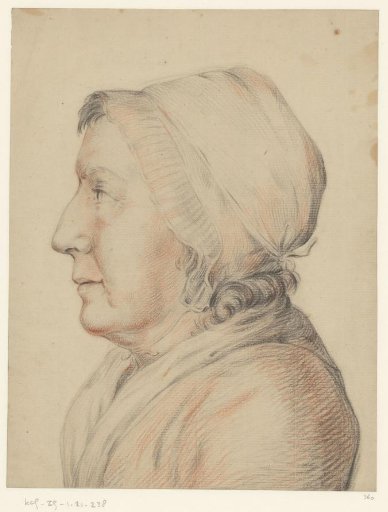 Profile of an old woman with a cap