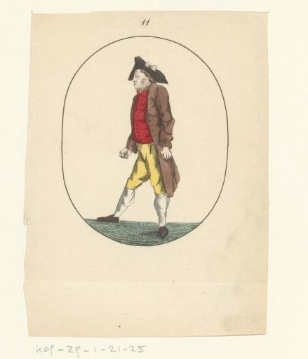 Man with a Stick Standing with Legs Apart