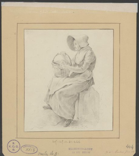 Seated woman with a basket on her lap