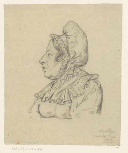 Neeltje with a tall cap and collar at the age of 40