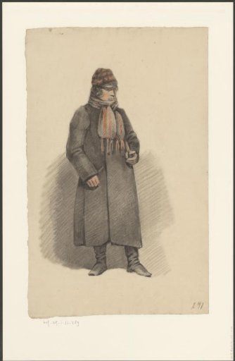 Standing man with a fur cap and bouffante