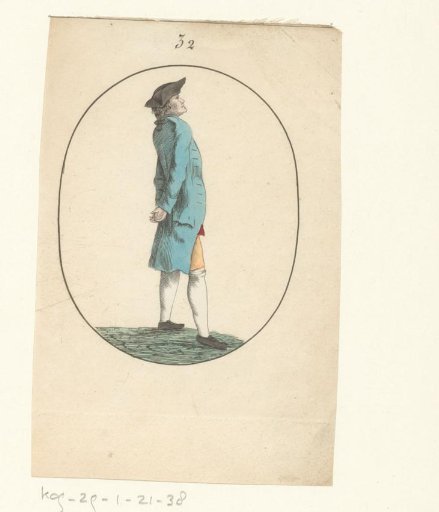 Standing Man with Hands Behind His Back and a Triangular Stick