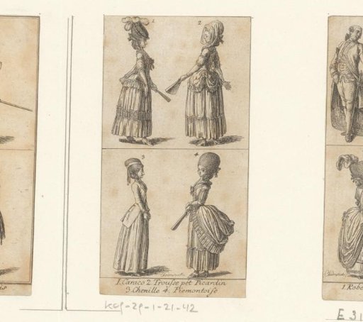 Four ladies in various dresses according to Berlin fashion