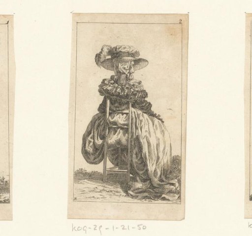 Seated Lady in a dress seen from the back