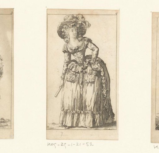 Standing Woman with a fan in her hand and hand on her hip