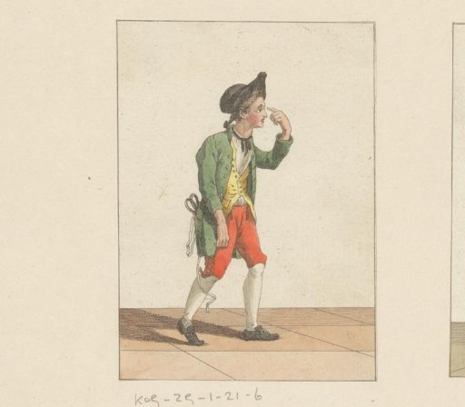 Standing man pointing to his eye