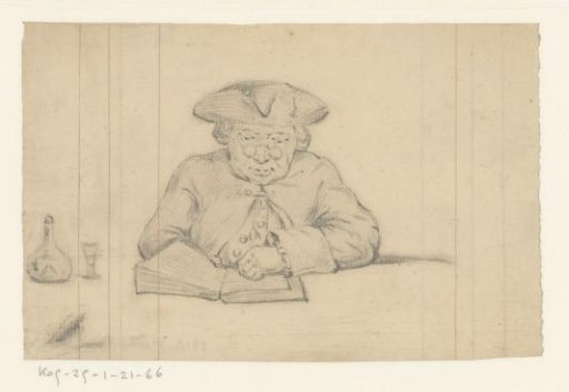 Old man reading with glasses