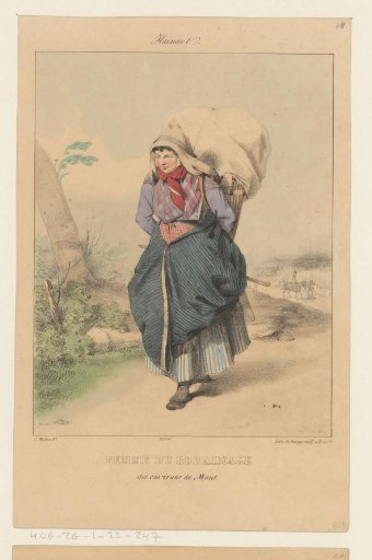 Woman with a basket on her back, from Mons