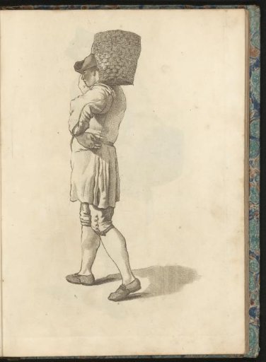 Man carrying a basket on his shoulder