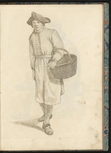 Man with a wicker basket on his arm