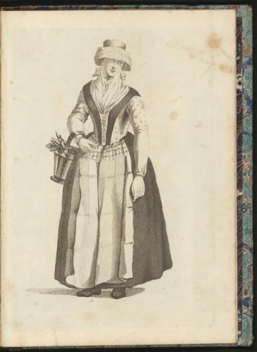 Woman with Hat and Bucket on Arm