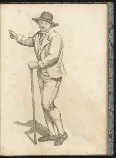 Blind man with a walking stick