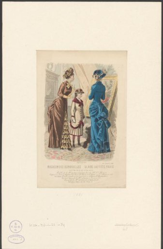 Two women and a girl viewing a painting
