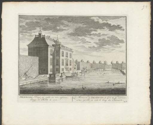 View of the rear of the country estate Driemond along the Kom