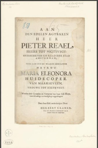 Commission and Coat of Arms of Pieter Reael and Maria Eleonore Huydecoper