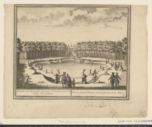 Cutout pond and rear facade of the country estate 't Klooster at Haarlem