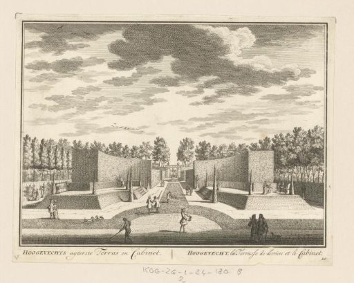 View of the rear terrace and cabinet of the country estate Hoogevecht