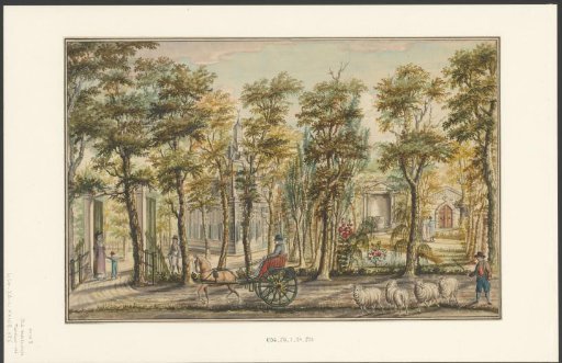 Carriage driving along an avenue to the country estate Hartenrust
