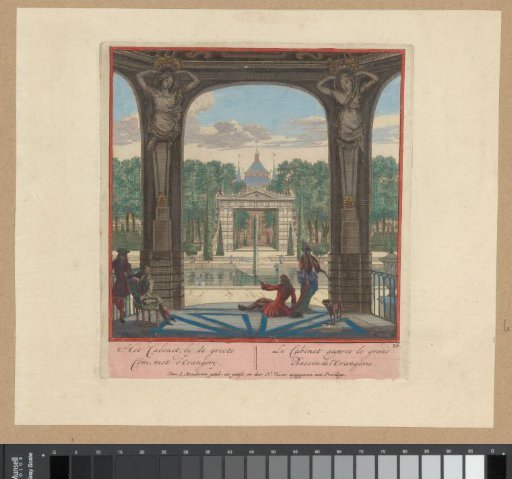 Pavilion with a view of the large pond, the gate and Heemstede Castle