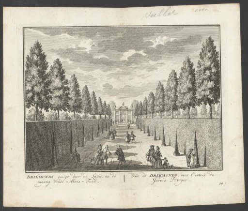 View of the avenue after the kitchen garden of the country estate Driemond
