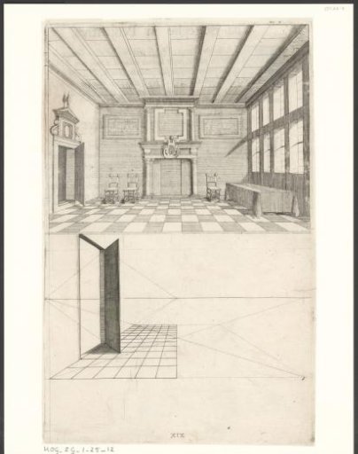 Interior of a Room with Perspective at the Bottom of the Door