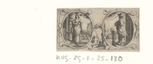 Standing Man and Woman in Two Ovals